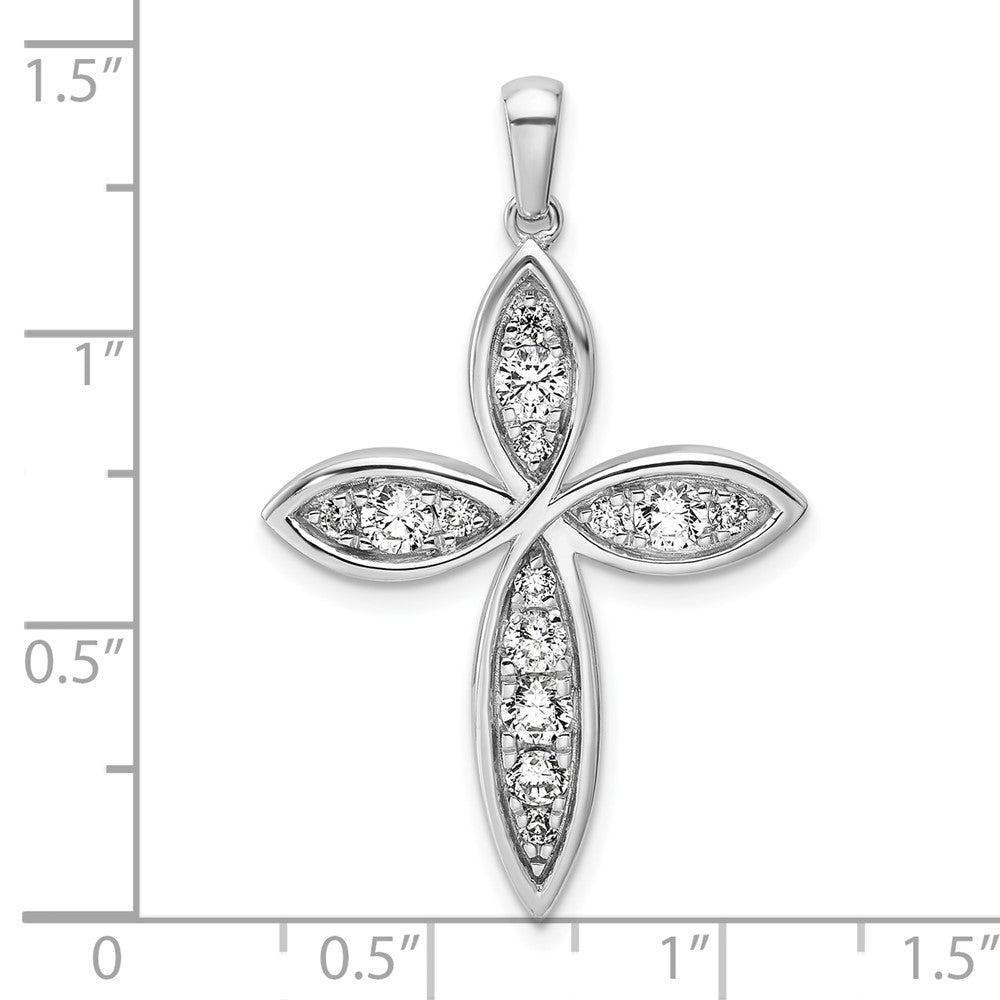 14K Weißgold 0,75 ct. im Labor gezüchteter Diamant VS/SI+ G+ Kreuzanhänger
