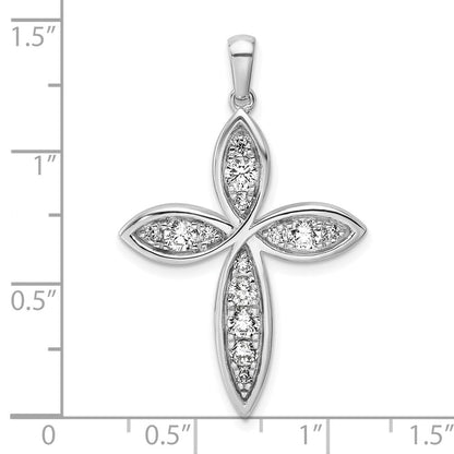 14K Weißgold 0,75 ct. im Labor gezüchteter Diamant VS/SI+ G+ Kreuzanhänger