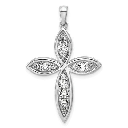14K Weißgold 0,75 ct. im Labor gezüchteter Diamant VS/SI+ G+ Kreuzanhänger