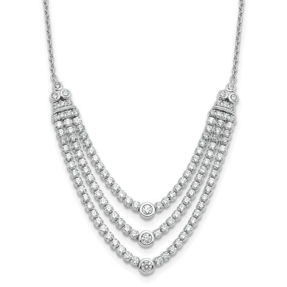 14K Weißgold 2 3/4 Ct. Im Labor Gezüchtet Diamant Vs/si+ G+ 18 Zoll Dreifach Layer Halskette
