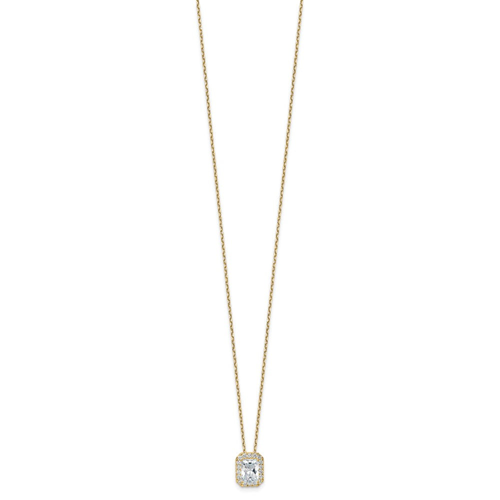 14K Gelbgold 2,5 ct. Zertifizierter Laborgezüchteter Diamant VS/SI+ G+ Komplette 18 Zoll Radiant-Halo-Anhänger-Halskette