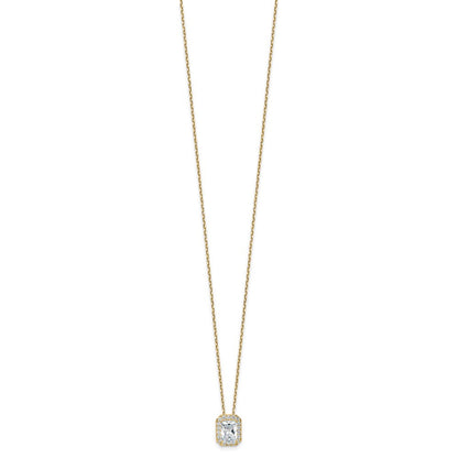 14K Gelbgold 2,5 ct. Zertifizierter Laborgezüchteter Diamant VS/SI+ G+ Komplette 18 Zoll Radiant-Halo-Anhänger-Halskette