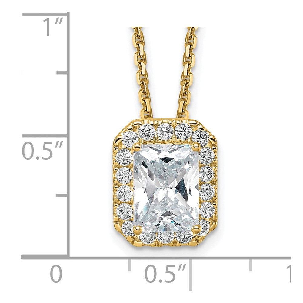 14K Gelbgold 2,5 ct. Zertifizierter Laborgezüchteter Diamant VS/SI+ G+ Komplette 18 Zoll Radiant-Halo-Anhänger-Halskette