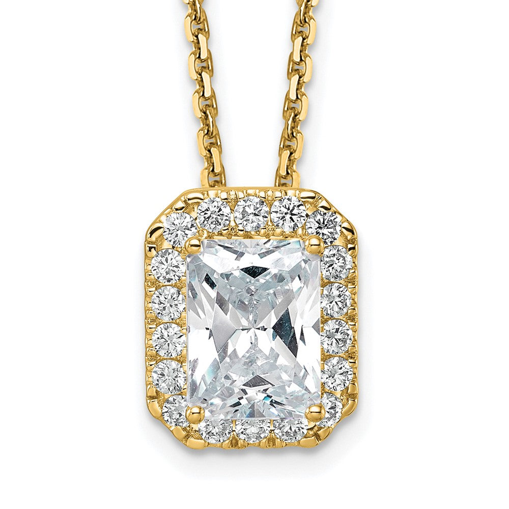 14K Gelbgold 2,5 ct. Zertifizierter Laborgezüchteter Diamant VS/SI+ G+ Komplette 18 Zoll Radiant-Halo-Anhänger-Halskette