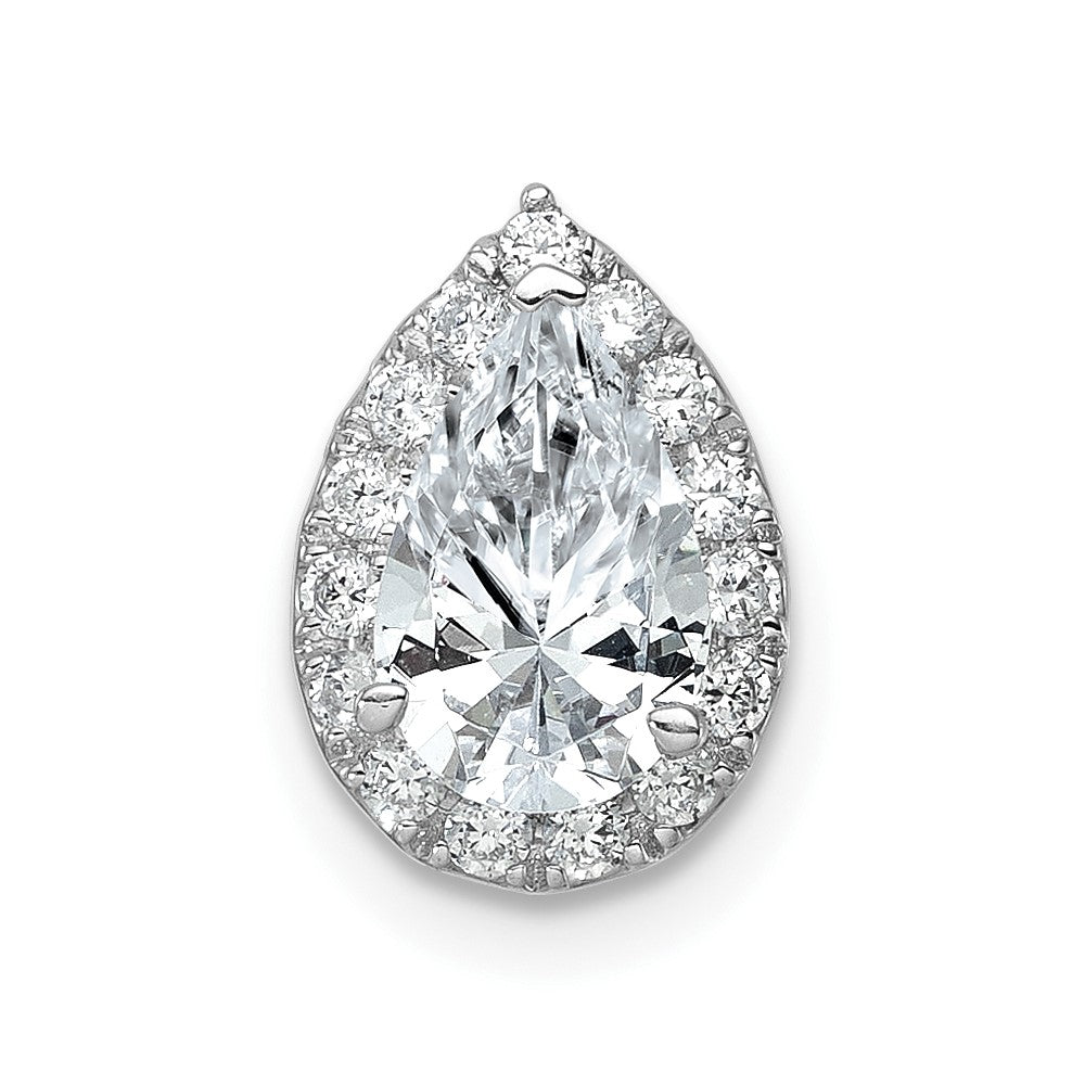 14K Weißgold 0,375 ct. Laborgezüchteter Diamant VS/SI+ G+ Tropfen-Halo Ketten-Gleitanhänger