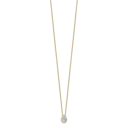 14K Gelbgold Halskette mit Anhänger, 2,375 ct. zertifiziertem, im Labor gezüchtetem Diamant VS/SI+ G+, Birnenschliff-Halo, 45 cm (18 Zoll)