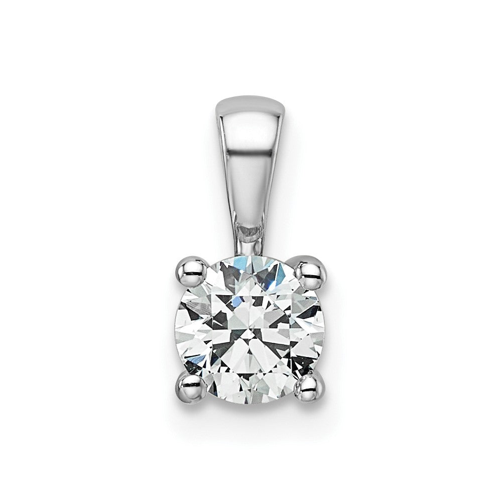 14K Weißgold 0,5 ct. Zertifizierter Laborgezüchteter Diamant VS/SI+ G+ Rund Komplett-Vierkrallen-Anhänger