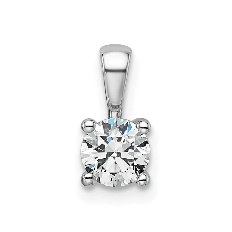 14K Weißgold 0,5 ct. Zertifizierter Laborgezüchteter Diamant VS/SI+ G+ Rund Komplett-Vierkrallen-Anhänger