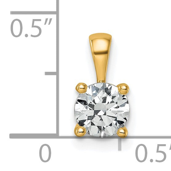 14 K Gelbgold Anhänger mit 0,75 ct. zertifizierten, im Labor gezüchteten Diamanten im Rundschliff, Reinheit VS/SI+, Farbe G+, in Vierkrallenfassung