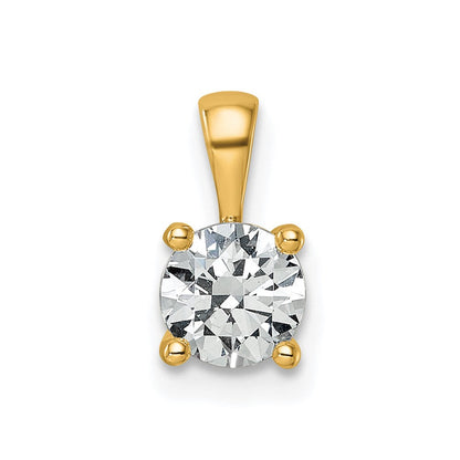 14 K Gelbgold Anhänger mit 0,75 ct. zertifizierten, im Labor gezüchteten Diamanten im Rundschliff, Reinheit VS/SI+, Farbe G+, in Vierkrallenfassung