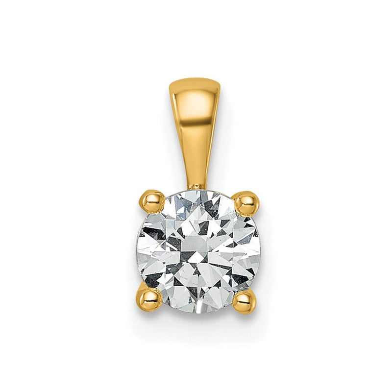 14K Gelbgold Anhänger mit 0,75 ct. im Labor gezüchteten Diamanten, VS/SI+ G+, rund, in Vierkrappenfassung