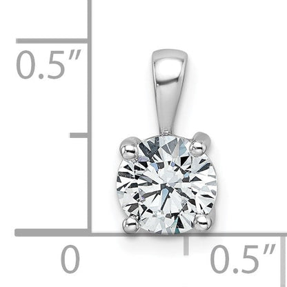 14K Weißgold 1 ct. zertifizierter Labordiamant VS/SI+ G+ Rund Anhänger mit Vierfach-Krappenfassung
