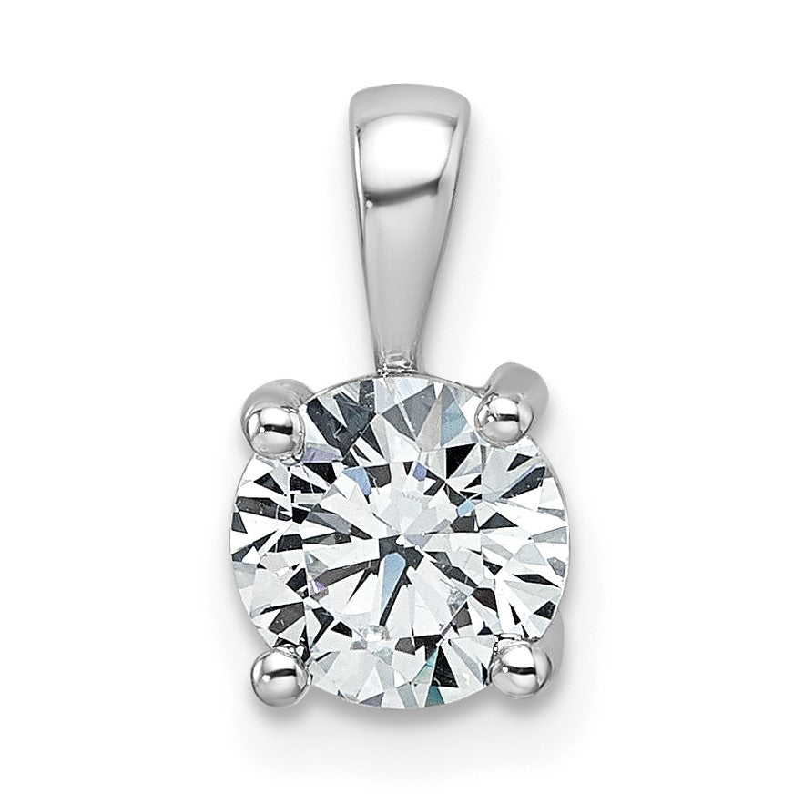 14K Weißgold 1 ct. zertifizierter Labordiamant VS/SI+ G+ Rund Anhänger mit Vierfach-Krappenfassung