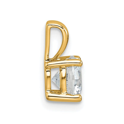 14K Gelbgold Anhänger mit 1 ct. zertifiziertem, im Labor gezüchtetem rundem Diamant VS/SI+ G+, komplette Vierzacken-Fassung