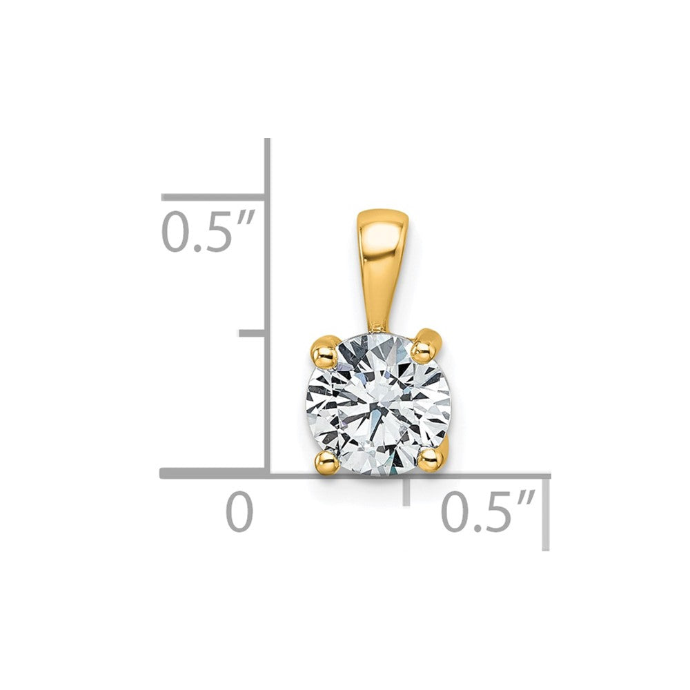 14K Gelbgold Anhänger mit 1 ct. zertifiziertem, im Labor gezüchtetem rundem Diamant VS/SI+ G+, komplette Vierzacken-Fassung