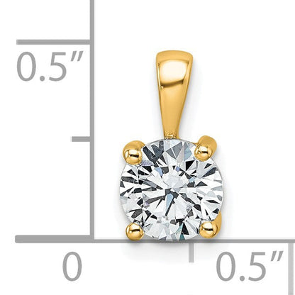 14K Gelbgold Anhänger mit 1 ct. Labor gezüchtetem Diamant, VS/SI+ G+, rund, Vierkrallenfassung