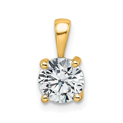 14K Gelbgold Anhänger mit 1 ct. zertifiziertem, im Labor gezüchtetem rundem Diamant VS/SI+ G+, komplette Vierzacken-Fassung