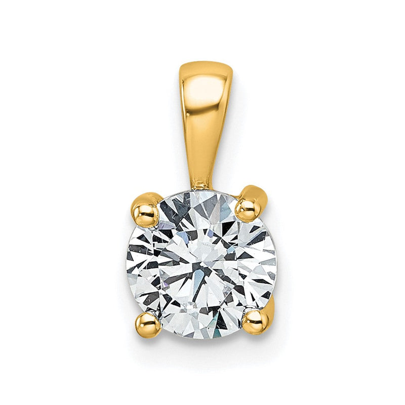 14K Gelbgold Anhänger mit 1 ct. zertifiziertem, im Labor gezüchtetem rundem Diamant VS/SI+ G+, komplette Vierzacken-Fassung