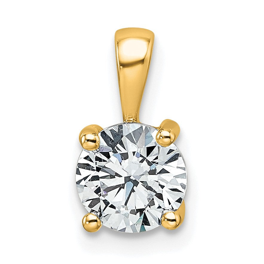 14K Gelbgold Anhänger mit 1 ct. Labor gezüchtetem Diamant, VS/SI+ G+, rund, Vierkrallenfassung