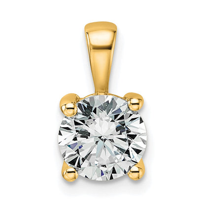 14K Gelbgold Anhänger mit 1,5 ct. zertifiziertem, im Labor gezüchtetem Diamant VS/SI+ G+, rund, Vierkrappenfassung