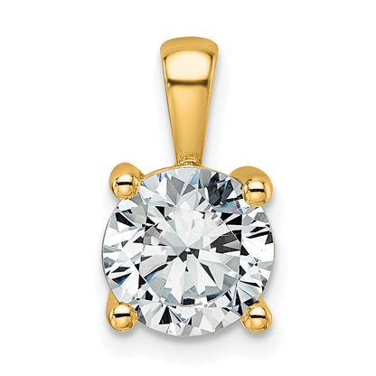14 K Gelbgold 2 ct. zertifizierter im Labor gezüchteter Diamant VS/SI+ G+ rund Vierzack-Anhänger