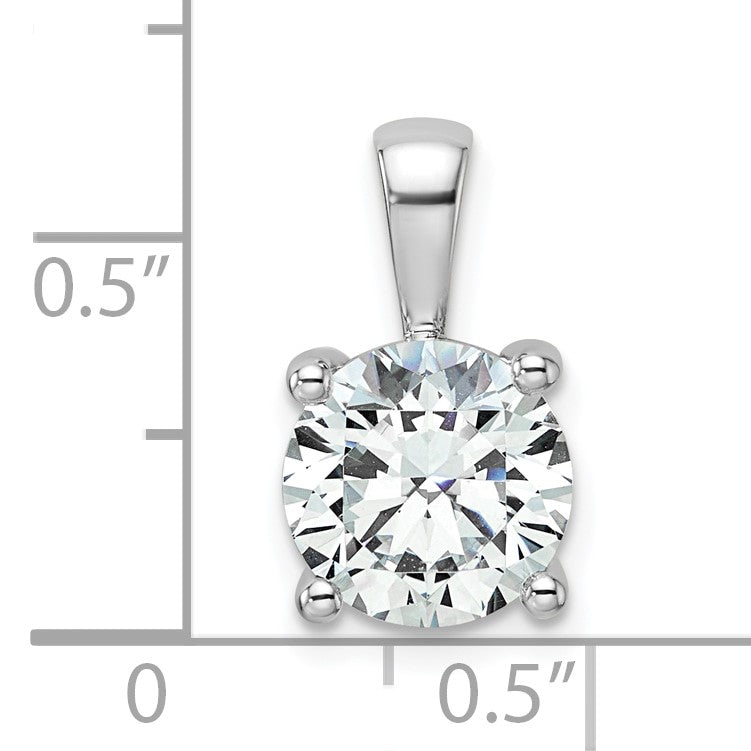 14K Weißgold Anhänger mit 2,5 ct. Labor gezüchteten Diamanten VS/SI+ G+, rund, mit Vier-Krappen-Fassung