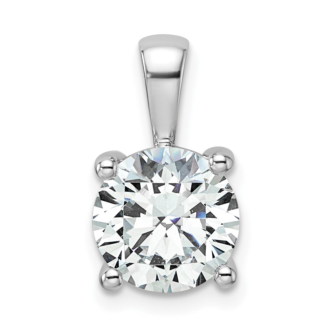 14K Weißgold Anhänger mit 2,5 ct. Labor gezüchteten Diamanten VS/SI+ G+, rund, mit Vier-Krappen-Fassung