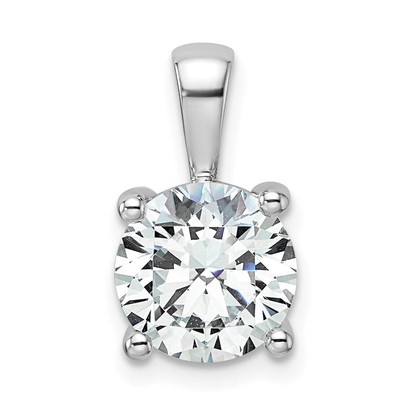 14K Weißgold Anhänger mit 2,5 ct. Labor gezüchteten Diamanten VS/SI+ G+, rund, mit Vier-Krappen-Fassung