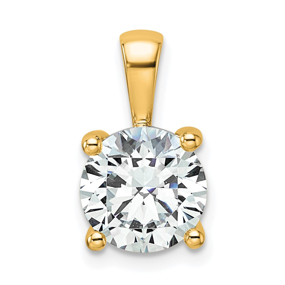 14K Gelbgold Anhänger mit 2,5 ct. zertifiziertem, im Labor gezüchtetem Diamant, rund, VS/SI+ G+, Vier-Krappen-Fassung