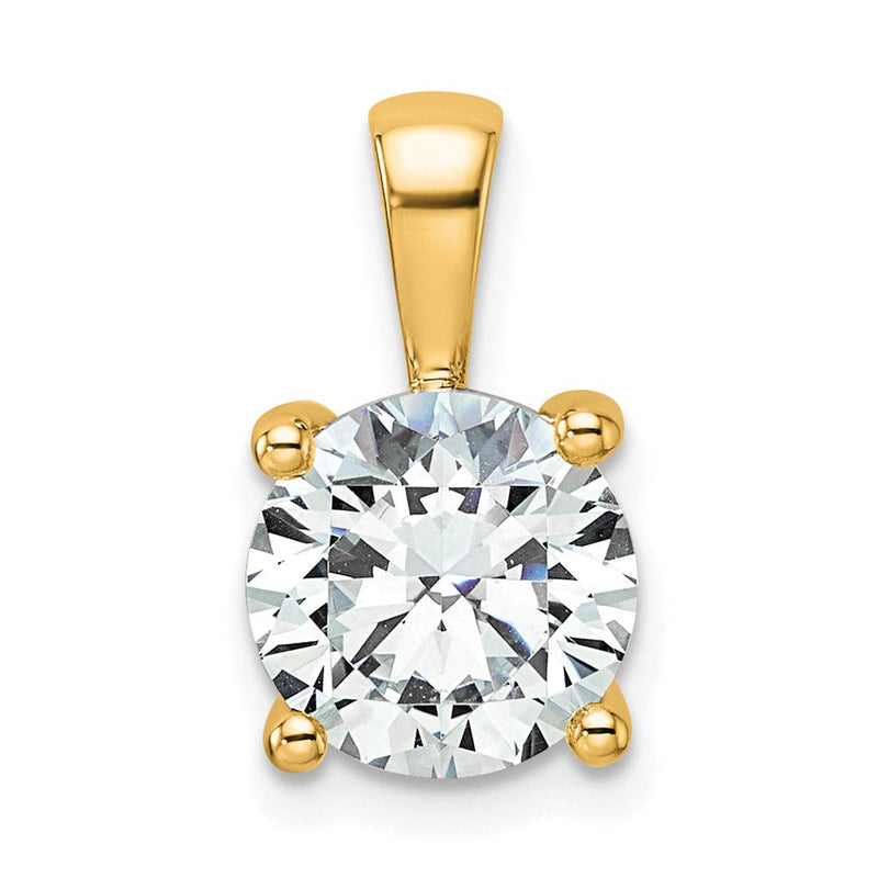 14K Gelbgold Anhänger mit 2,5 ct. zertifiziertem, im Labor gezüchtetem Diamant, rund, VS/SI+ G+, Vier-Krappen-Fassung