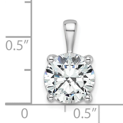 14K Weißgold Anhänger mit 3 ct. zertifiziertem, im Labor gezüchtetem Diamanten VS/SI+ G+, rund, vierzackige Fassung