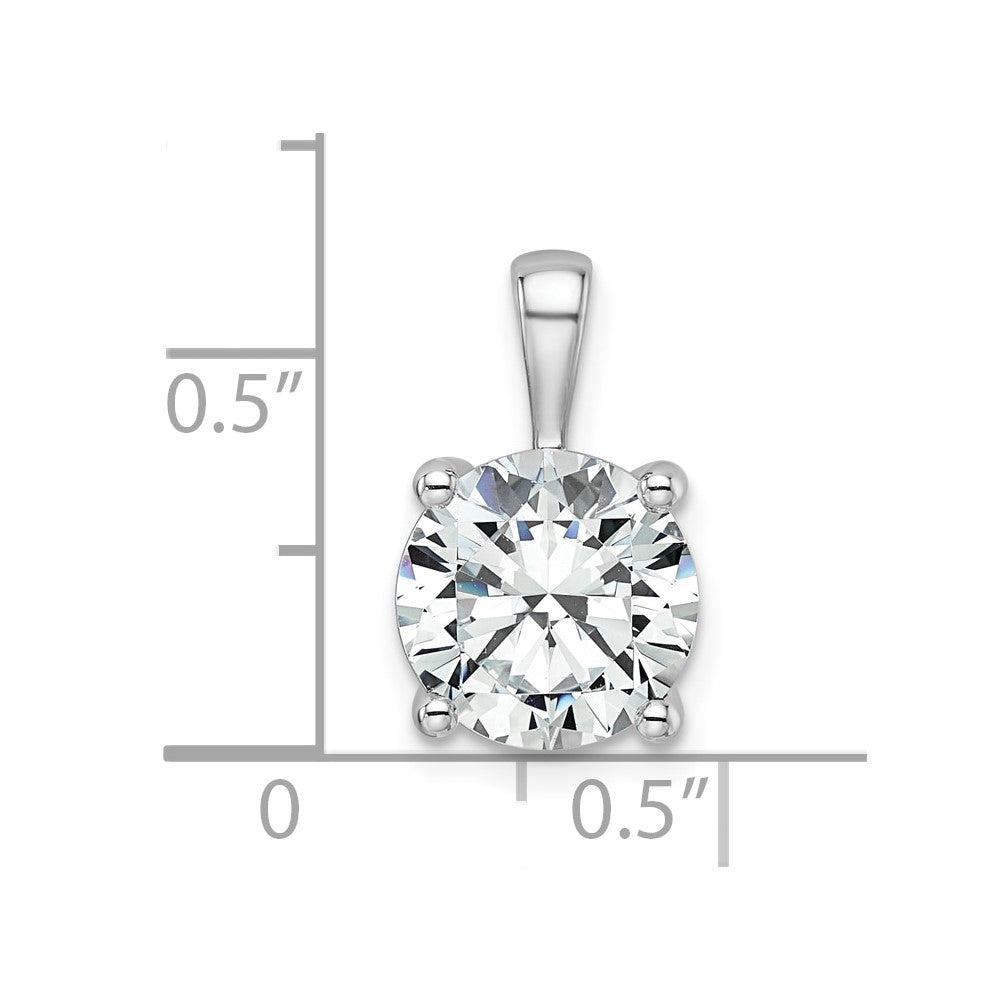 14K Weißgold Anhänger mit 3 ct. zertifiziertem, im Labor gezüchtetem Diamanten VS/SI+ G+, rund, vierzackige Fassung