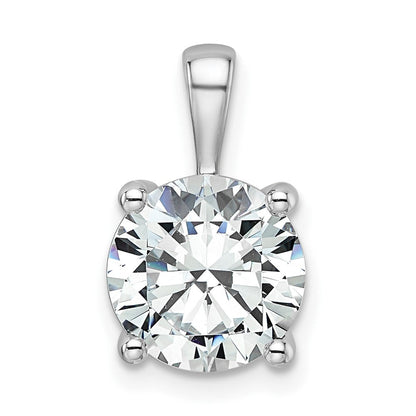 14K Weißgold Anhänger mit 3 ct. zertifiziertem, im Labor gezüchtetem Diamanten VS/SI+ G+, rund, vierzackige Fassung