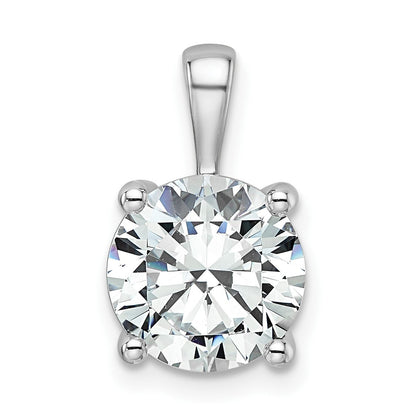 14K Weißgold Anhänger mit 3 ct. zertifiziertem, im Labor gezüchtetem Diamanten VS/SI+ G+, rund, vierzackige Fassung