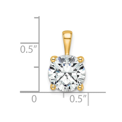 14 K Gelbgold Anhänger mit 3 ct. zertifiziertem, im Labor gezüchtetem Diamant, VS/SI+ G+, rund, Vierkrappenfassung