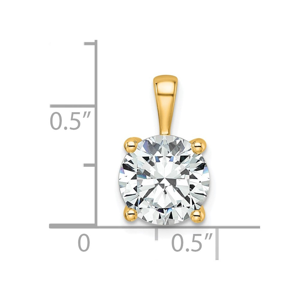 14K Gelbgold-Anhänger mit 3 ct. laborgezüchtetem rundem Diamant VS/SI+ G+, Vierkrappenfassung