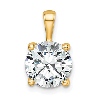 14 K Gelbgold Anhänger mit 3 ct. zertifiziertem, im Labor gezüchtetem Diamant, VS/SI+ G+, rund, Vierkrappenfassung