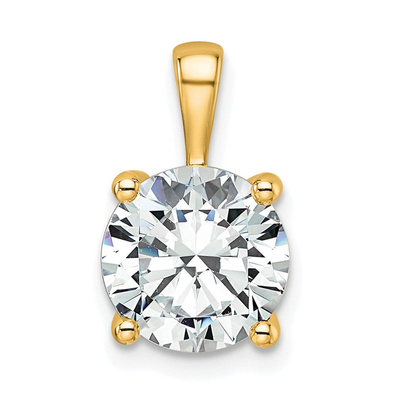 14 K Gelbgold Anhänger mit 3 ct. zertifiziertem, im Labor gezüchtetem Diamant, VS/SI+ G+, rund, Vierkrappenfassung