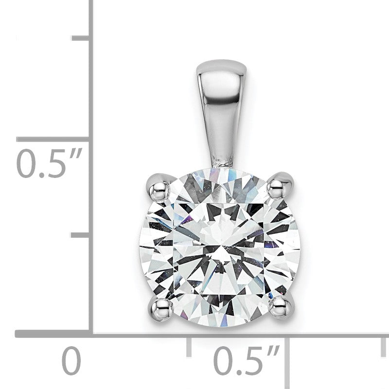 14 Karat Weißgold 4 ct. zertifizierter im Labor gezüchteter Diamant VS/SI+ G+ Rund Komplett-Vierzack-Anhänger