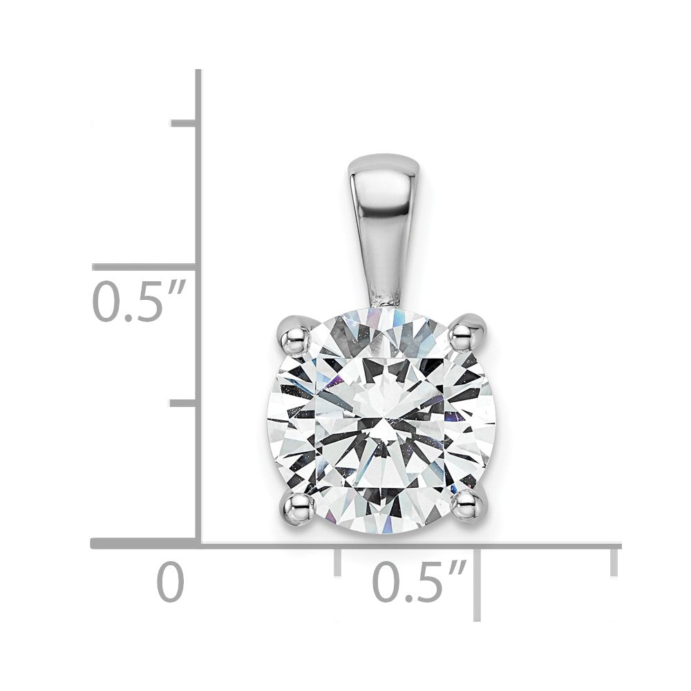 14 Karat Weißgold 4 ct. zertifizierter im Labor gezüchteter Diamant VS/SI+ G+ Rund Komplett-Vierzack-Anhänger
