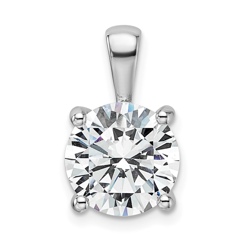 14K Weißgold Anhänger mit 4 ct. im Labor gezüchteten Diamanten VS/SI+ G+, rund, Vierkrappenfassung
