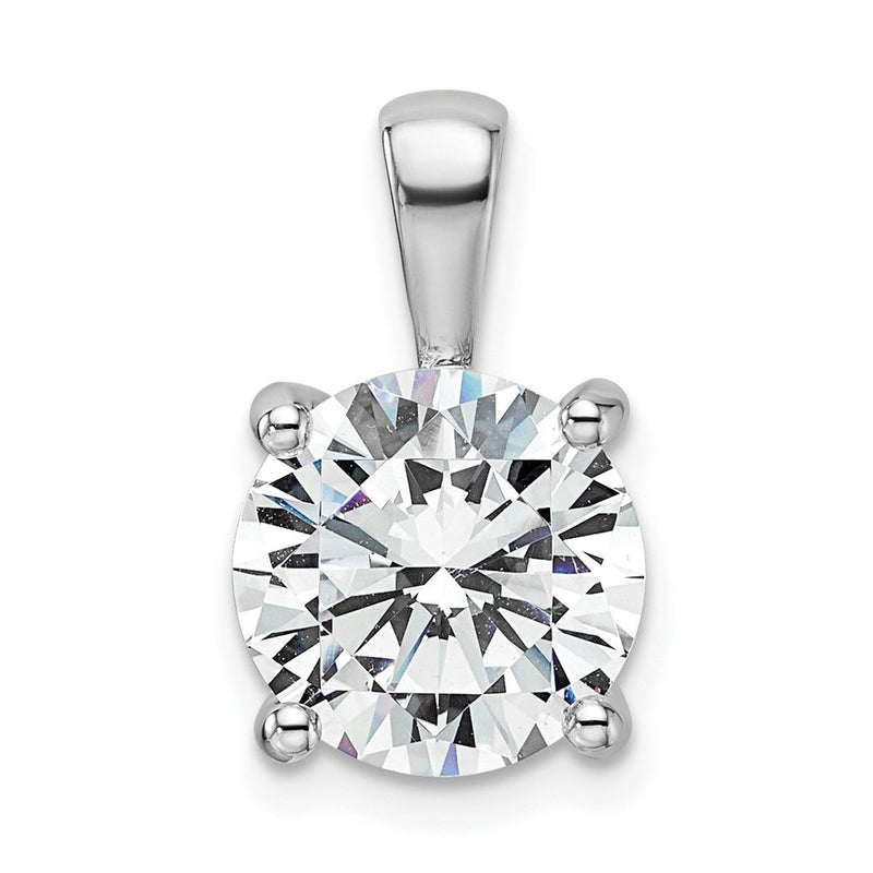 14K Weißgold Anhänger mit 4 ct. im Labor gezüchteten Diamanten VS/SI+ G+, rund, Vierkrappenfassung