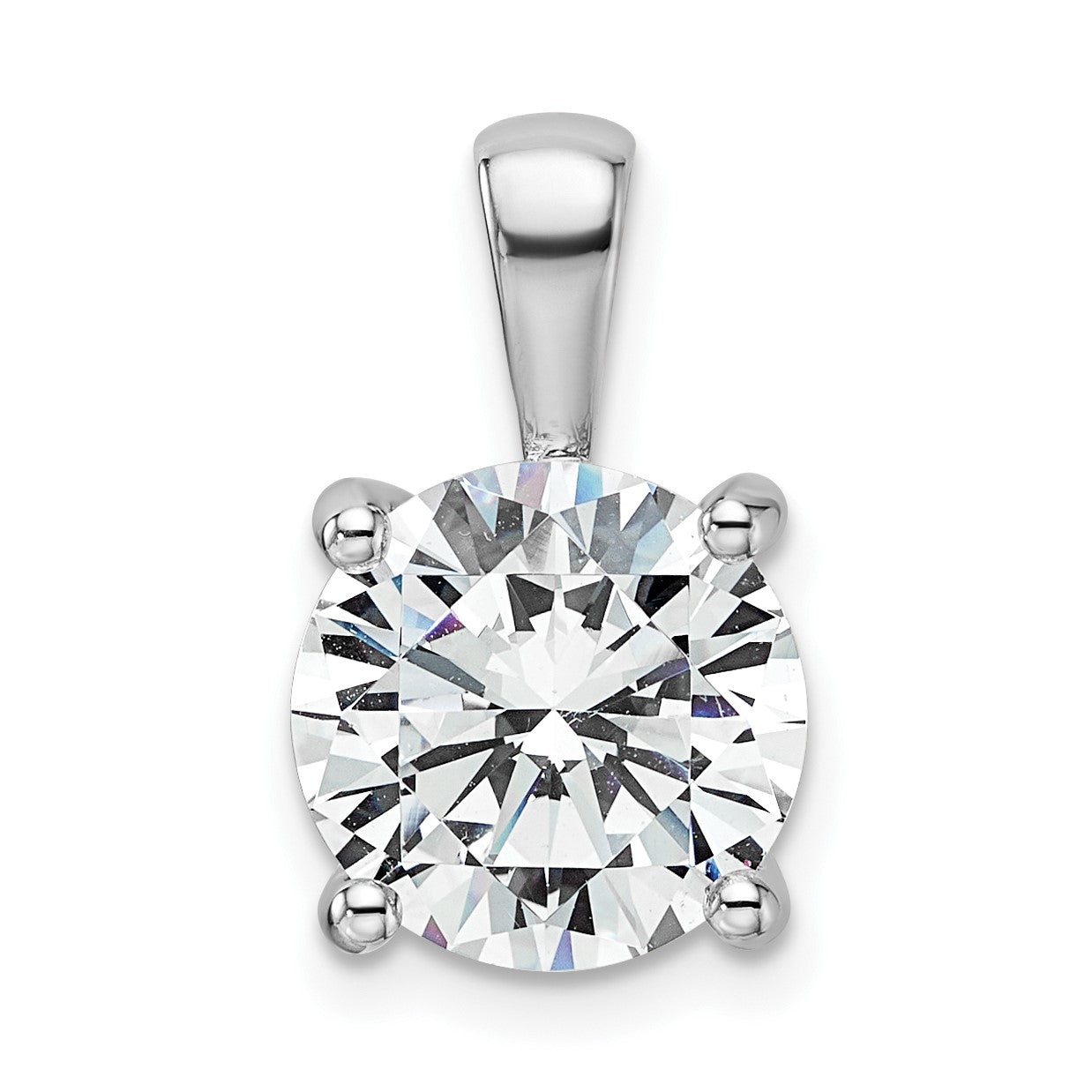 14 Karat Weißgold 4 ct. zertifizierter im Labor gezüchteter Diamant VS/SI+ G+ Rund Komplett-Vierzack-Anhänger