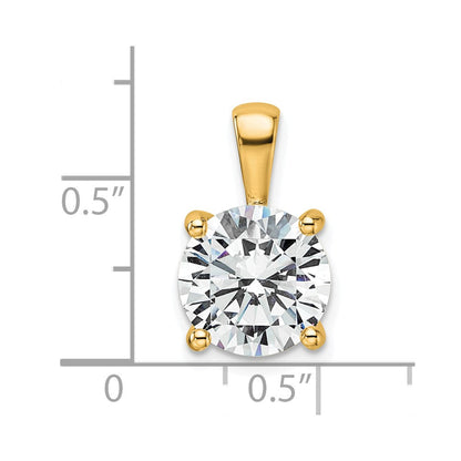 14K Gelbgold Anhänger mit 4 ct. im Labor gezüchtetem Diamant VS/SI+ G+, rund, mit Vierkrappenfassung