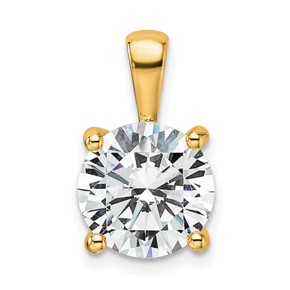 14K Gelbgold Anhänger mit 4 ct. im Labor gezüchtetem Diamant VS/SI+ G+, rund, mit Vierkrappenfassung