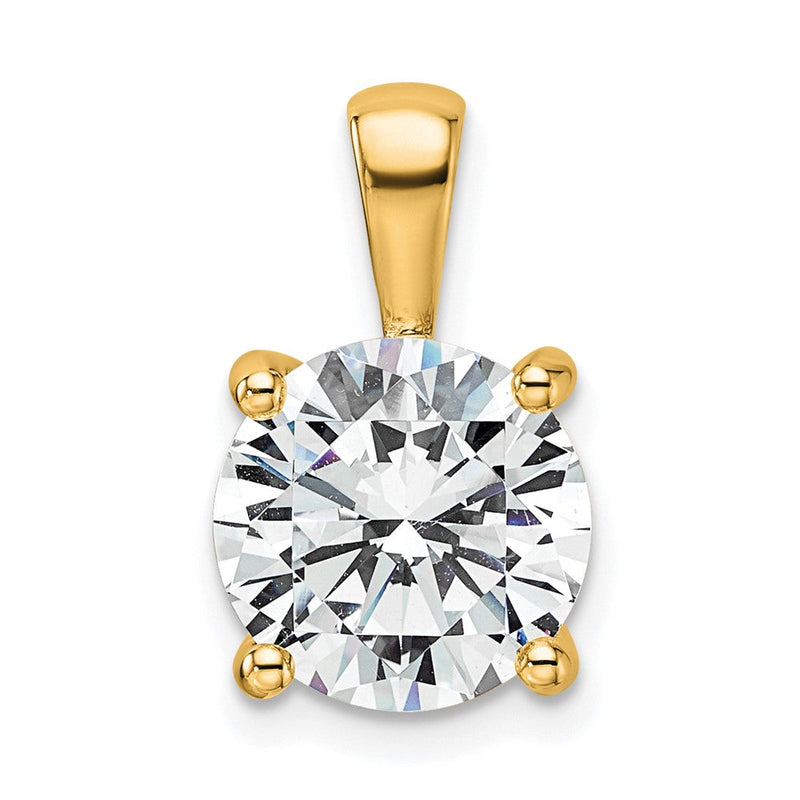 14K Gelbgold Anhänger mit 4 ct. im Labor gezüchtetem Diamant VS/SI+ G+, rund, mit Vierkrappenfassung