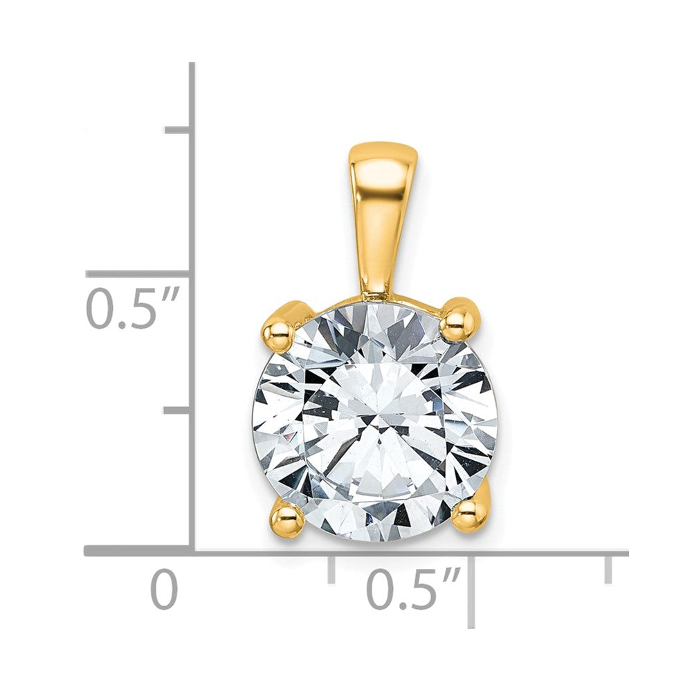 14K Gelbgold Anhänger mit 5 ct. im Labor gezüchtetem Diamant VS/SI+ G+, rund, komplett, Vier-Krappen-Fassung