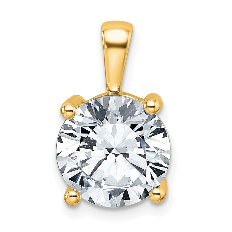 14K Gelbgold Anhänger mit 5 ct. im Labor gezüchtetem Diamant VS/SI+ G+, rund, komplett, Vier-Krappen-Fassung
