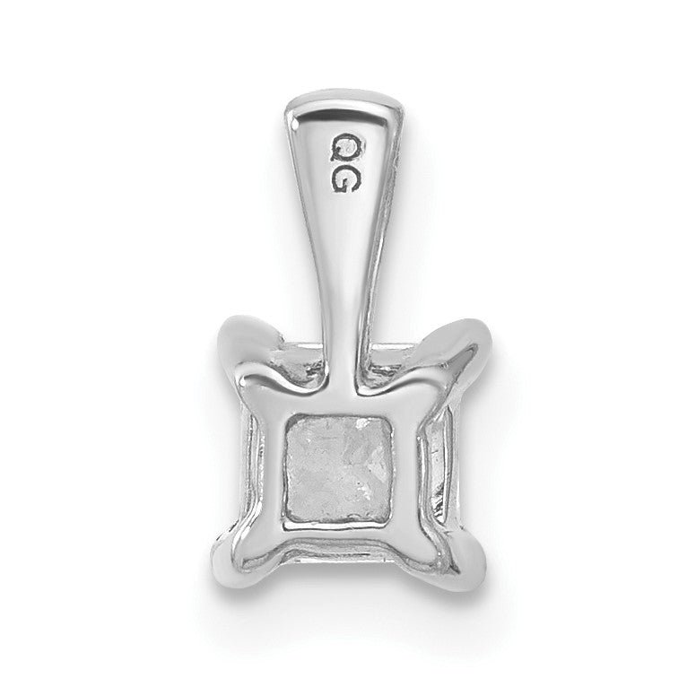 14K Weißgold Anhänger mit 0,5 ct. im Labor gezüchteten Diamanten VS/SI+ G+, Prinzess-Schliff, Vierzack-Fassung