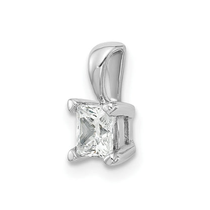 14K Weißgold Anhänger mit 0,5 ct. im Labor gezüchteten Diamanten VS/SI+ G+, Prinzess-Schliff, Vierzack-Fassung